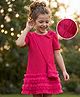 Hola Bonita Knit Half Sleeves Solid Frock With Bow Applique & Sling Bag - Dark Pink