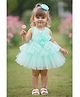 Lagorii Net Sleeveless Floral Applique Detailed & Sequins Embellished Layered Dress - Sea Green