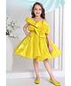 Lagorii Organza Woven Sleeveless Floral Applique Detailed Pleated Dress - Yellow