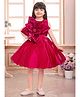 Lagorii Satin Woven Sleeveless Floral Applique Detailed Beads Embellished Flared Dress - Pink