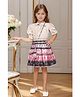 Lagorii Satin Woven Half Puffed Sleeves Paisley & Floral Printed Pleated Dress With Sling Bag - Cream