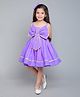 PinkChick Cotton Woven Sleeveless Bow Applique Lace Embellished Dress With Hair Bow Clip - Purple