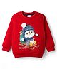 Babyhug Cotton Knit Full Sleeves Sweatshirt with Pengu Graphics - Red