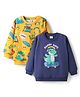Babyhug Cotton Knit Full Sleeves Dino Printed Sweatshirts Pack of 2 - Navy Blue & Yellow