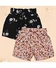 Cutecumber Pack Of 2 Floral Printed Shorts - Black & Beige