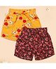 Cutecumber Pack Of 2 Floral Printed Shorts - Yellow & Rust