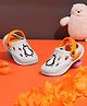 TRUFFLE COLLECTION Colour Blocked Perforated Clogs With Penguin Charms - Orange