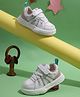 TRUFFLE COLLECTION Fashion Text Designed Mesh Detailed Velcro Closure Sneakers - White & Beige