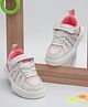 TRUFFLE COLLECTION Fashion Text Designed Mesh Detailed Velcro Closure Sneakers - White & Pink