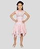 Aarika Net Woven Sleeveless Fashion Text Embroidered Asymmetrical Dress - Pink
