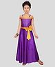 Aarika Silk Woven Cold Shoulder Sleeves Bow Applique Detailed Gown - Purple