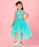 Aarika Woven Sleeveless Threadwork Embroidered & Sequins Embellished High Low Dress - Firozi Blue