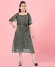 Aarika Georgette Woven Half Sleeves Leopard Printed Dress - Green
