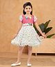 Aarika Georgette Woven Half Puffed Sleeves Floral Printed Dress - Pink & Cream