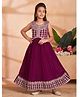 Aarika Georgette Woven Sleeveless Floral Embroidered & Mirror Work Detailed Gown - Purple