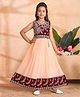 Aarika Georgette Woven Sleeveless Mirror Work Embellished & Embroidered Gown - Maroon & Peach