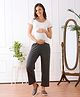 Bella Mama Cotton Lycra Knit Full Length Solid Maternity High Coverage Pant - Grey