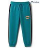 Honeyhap 100% Cotton Knit Full Length Lounge Pant With Bio Finish & Text Print - Teal Green