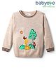 Babyoye 100% Cotton Full Sleeves Pullover Sweater With Giraffe Embroidery - Beige