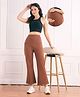 Bella Mama Cotton  Knit Full Length High Coverage Maternity Solid Coloured Pant - Brown