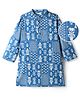 EARTHY TOUCH Cambric Woven Full Sleeves Kurta With Floral Print - Light Blue