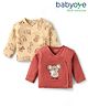 Babyoye 100% Cotton Full Sleeves Jhablas with Animal Print Pack Of 2- Cream & Red