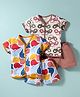 OHMS Single Jersey Knit Half Sleeves Shorts Night Suit With Animal & Vehicle Print Pack Of 2 - Yellow & Rose Gold