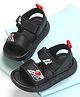 KIDLINGSS Fano Text Designed Double Velcro Closure Sandals - Black