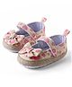 KIDLINGSS Floral Printed Bow Applique Detailed With Velcro Closure Booties - Beige & Pink