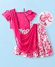 EARTHY TOUCH Chanderi Woven Half Sleeves Choli Lehenga & Dupatta Set With Floral Print - Pink
