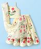 EARTHY TOUCH Chanderi Woven Sleeveless Choli Lehenga & Dupatta Set With Floral Print - Lemon