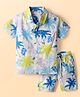 Babyhug Twill Woven Half Sleeves Shirt & Shorts Co-Ord Set With Tropical Print - White