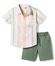 Babyhug Cotton Woven Half Sleeves Striped Shirt & Shorts Set - Green