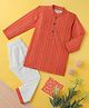 Desi Soota Cotton Woven Full Sleeves Floral & Arrow Printed Kurta & Coordinating Pyjama Set - Orange