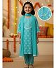 Desi Soota Cotton Woven Three Fourth Sleeves Floral & Chevron Printed Kurta & Coordinating Pant With Dupatta Set - Aqua