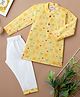 Desi Soota Cotton Woven Full Sleeves Floral & Heart Printed Kurta & Coordinating Pyjama Set - Yellow