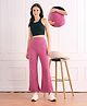 Bella Mama Cotton  Knit Full Length High Coverage Maternity Solid Coloured Pant - Pink