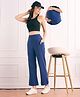 Bella Mama Cotton Knit Full Length High Coverage Maternity Solid Coloured Flared Pant - Blue