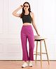 Bella Mama Cotton Knit Full Length High Coverage Maternity Solid Coloured Pant - Plum