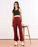 Bella Mama Cotton Knit Full Length High Coverage Maternity Solid Coloured Pant - Maroon