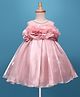 Bluebell Tissue Sleeveless Party Dress with Ruffles & Embellished Nack Detailing - Pink