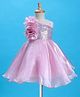 Bluebell Satin Woven Sleeveless Party Dress with Floral Applique & Sequin Detailing - Pink