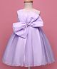 Bluebell Satin Woven Sleeveless Party Frock With Bow Applique - Purple