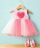 Bluebell Net Woven Sleeveless Party Dress with Glitter & Heart Corsage Detailing with Booties - Pink