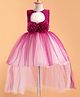 Bluebell Net Woven Sleeveless Party Dress With Floral Corsage - Wine