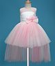 Bluebell Net Woven Sleeveless Party Dress With Bow Applique & Sequin Detailing - Pink