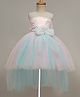 Bluebell Net Woven Sleeveless Party Dress With Bow Applique & Sequin Detailing - Light Blue