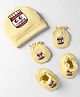 Ben Benny Interlock Knit Cap Mittens And Booties Set with Nutella Print Yellow- Diameter 11 cm