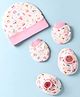 Ben Benny Interlock Knit Vehicles Printed Cap Mittens & Booties Set Pink - Diameter 10 cm