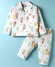 Ben Benny Single Jersey Knit Full Sleeves Co-ords Night Suit with Bear Print - White